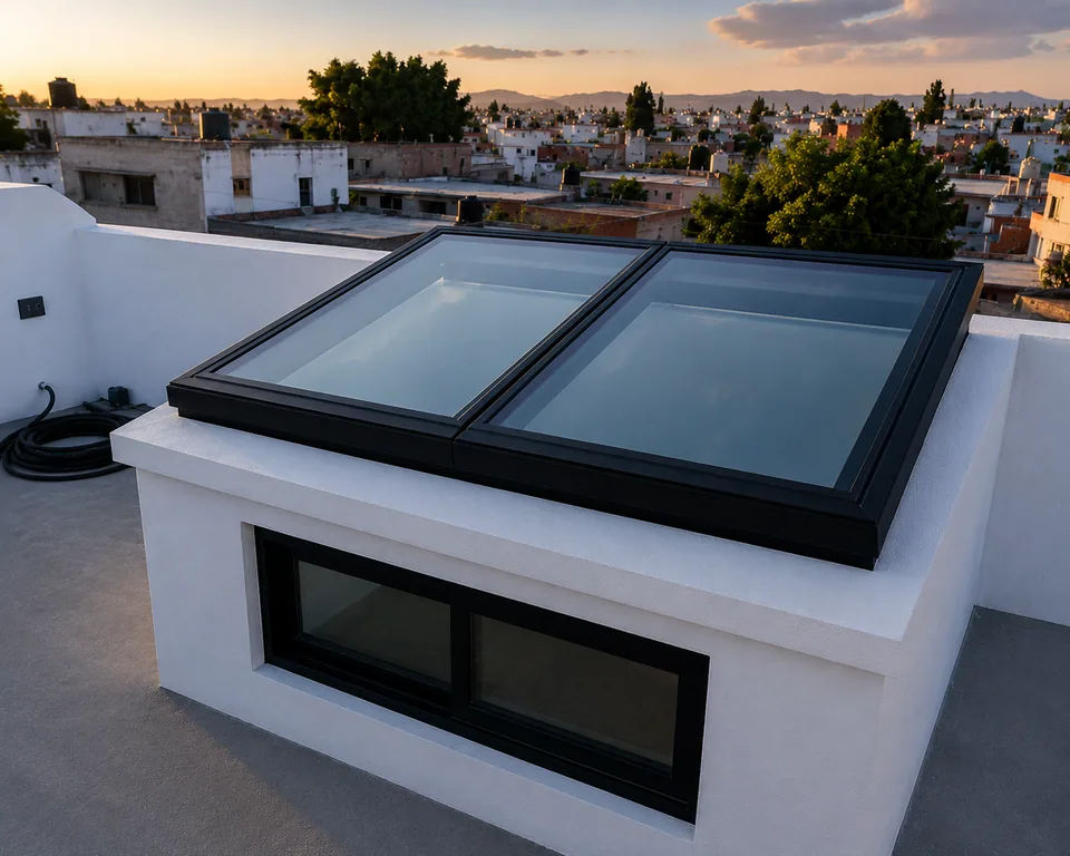 Azotea con cristales arquitectónicos instalados por Grupo CAAAV