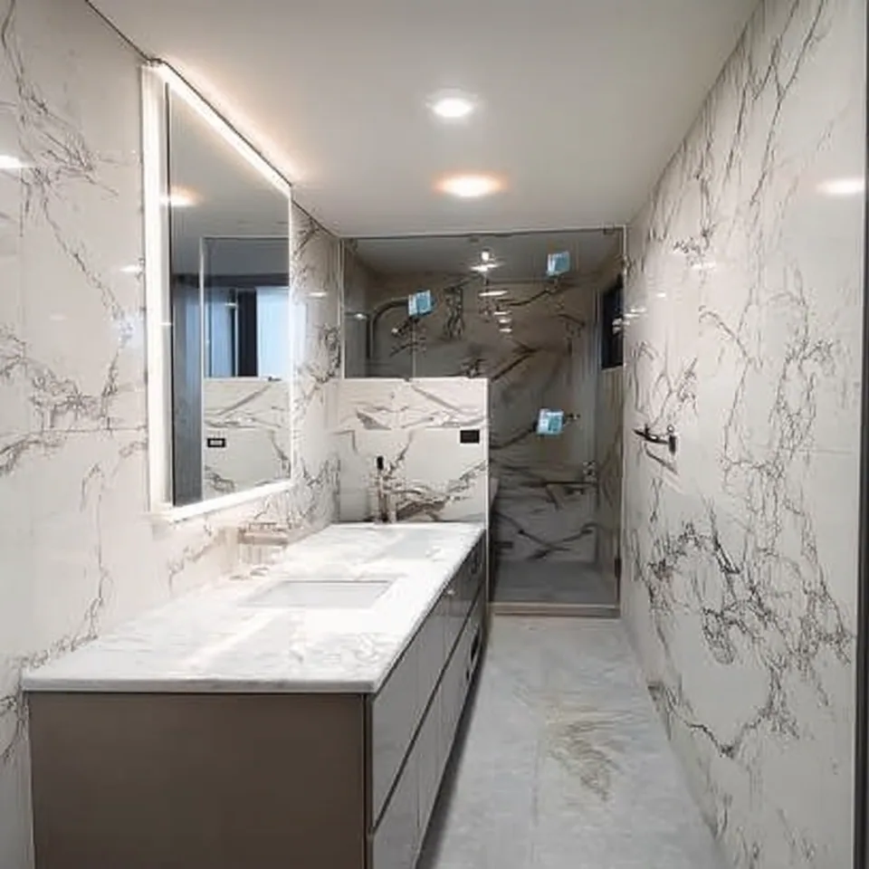 Baño blanco con cancel de cristal templado instalado por Grupo CAAAV en Perote, Veracruz