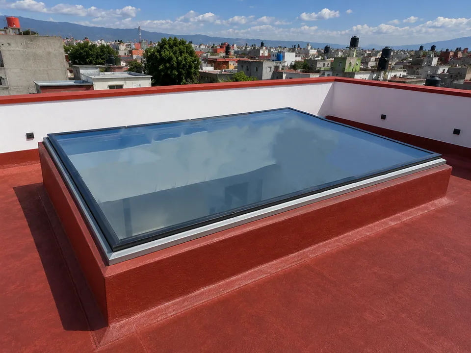 Cristal de gran formato en azotea, instalación de Grupo CAAAV en Veracruz