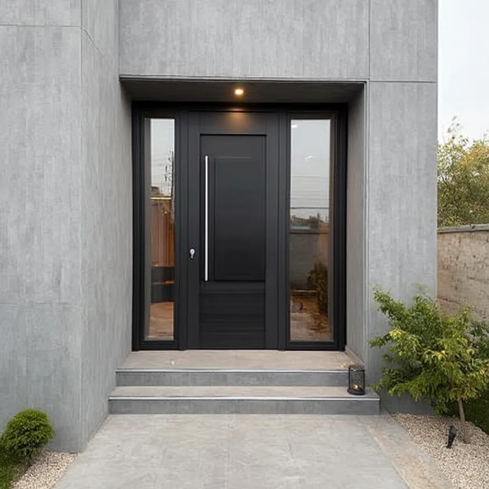 Puerta exterior de aluminio instalada por Grupo CAAAV en Perote