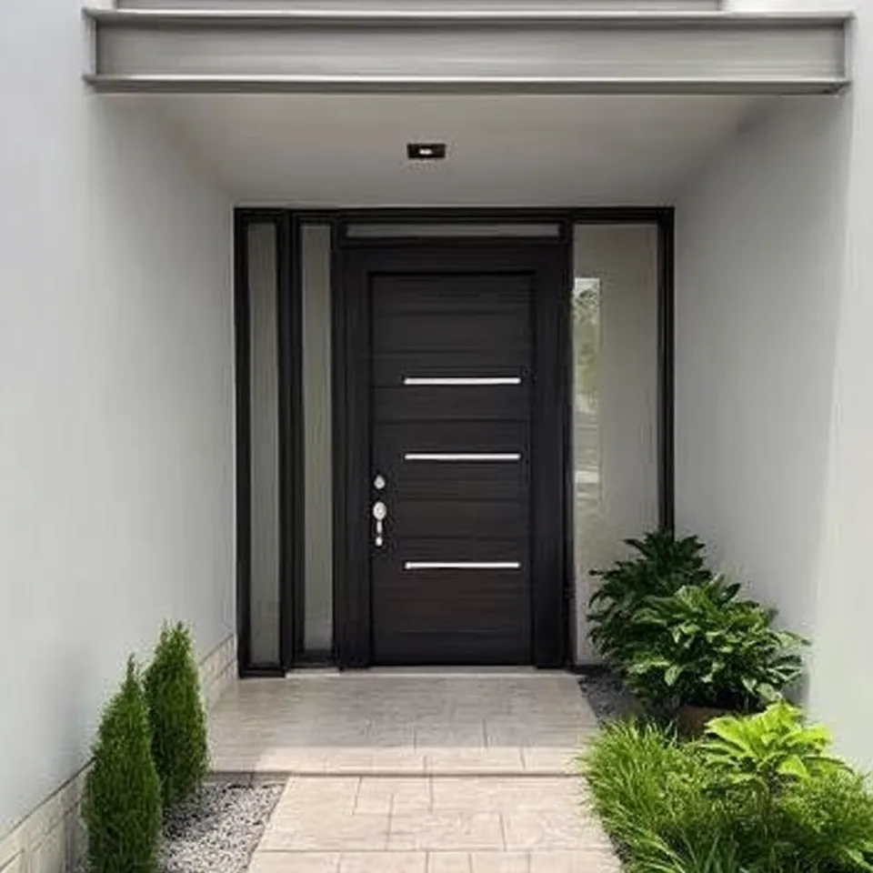 Puerta negra de aluminio fabricada a medida por Grupo CAAAV