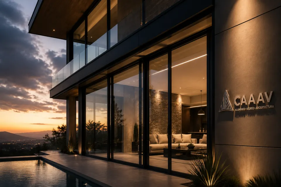 Proyecto residencial terminado de vidrio y aluminio por CAAAV